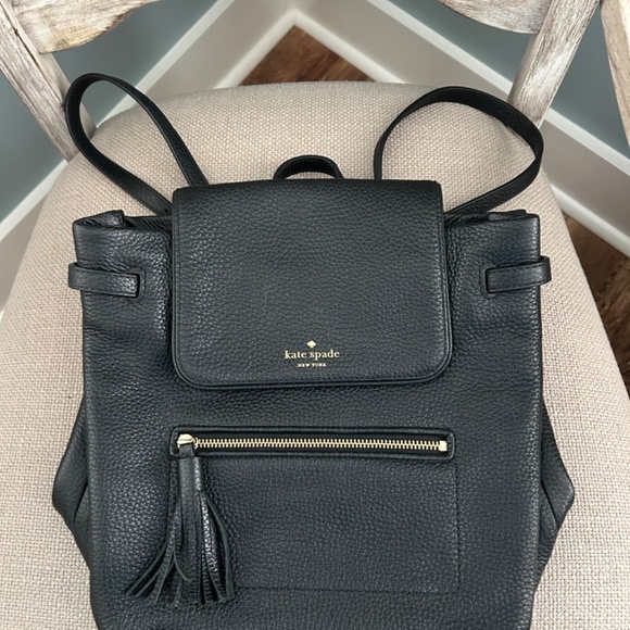 Kate Spade Black Leather Women’s Backpack, Excellent Condition, Free Shipping - Picture 2 of 4